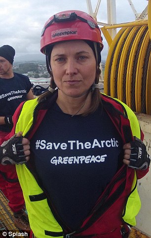 Protest: Xena: Warrior Princess actress Lucy Lawless aboard the oil drilling vessel in New Zealand